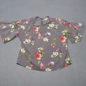 Twine & String Striped Floral Blouse Women’s Medium